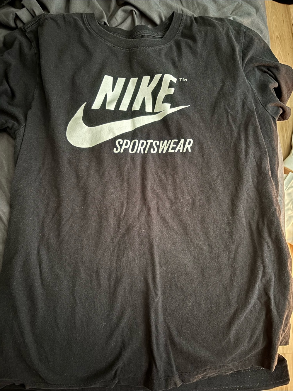 Nike Black T-Shirt with White Sportswear Logo